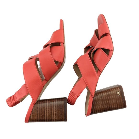 NEW Michael Kors Red Slingback Chunky Heel Clog Sandals Open Toe Women's Size 6 - Picture 5 of 8